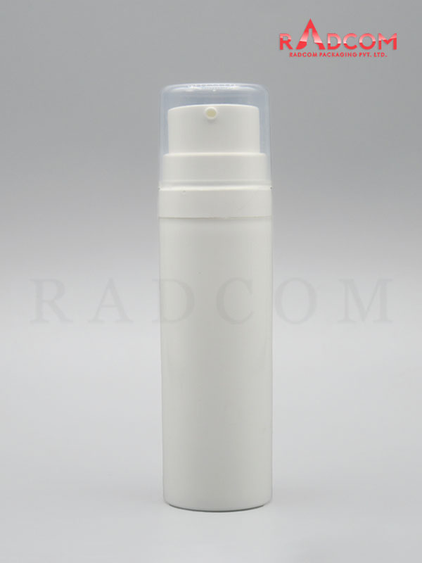 30ML White PP Airless Bottles With Clear PP Over Cap - INDIAN
